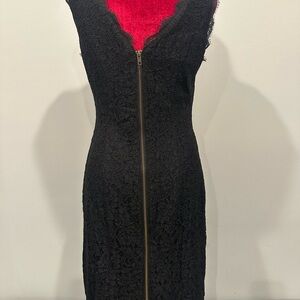 Adrianna Papell Black Lace Midi Dress